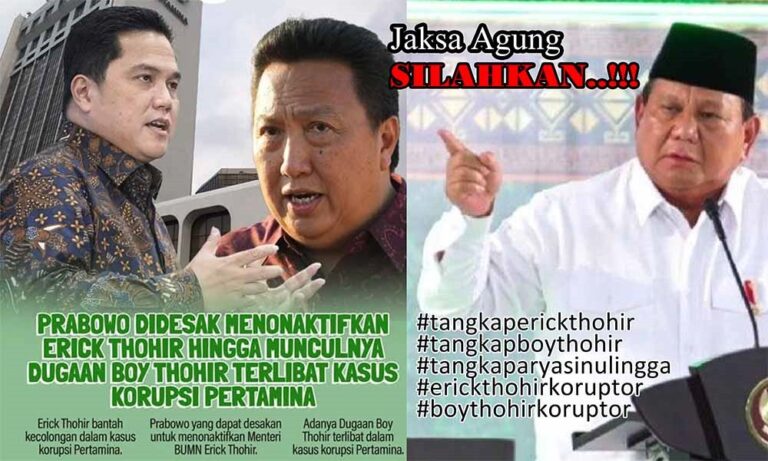 Munculnya Nama Boy Thohir di Kasus Korupsi Pertamina, Publik Desak Presiden Prabowo Non-aktifkan Menteri BUMN Erick Thohir