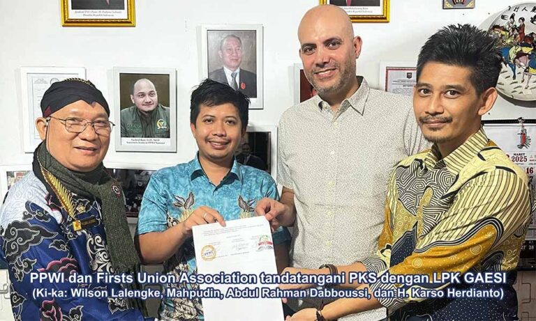 PPWI dan Firsts Union Association Tandatangani PKS dengan LPK GAESI
