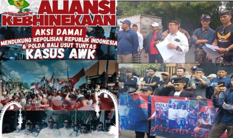 Aksi Damai Aliansi Kebhinekaan Kembali Tuntut Polda Bali Segera Proses dan Tersangkakan AWK