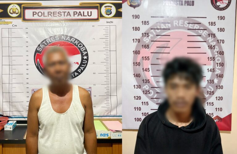 Dilempari Batu Saat Penangkapan, Polresta Palu Amankan 2 Tersangka Narkoba di Tatanga Palu