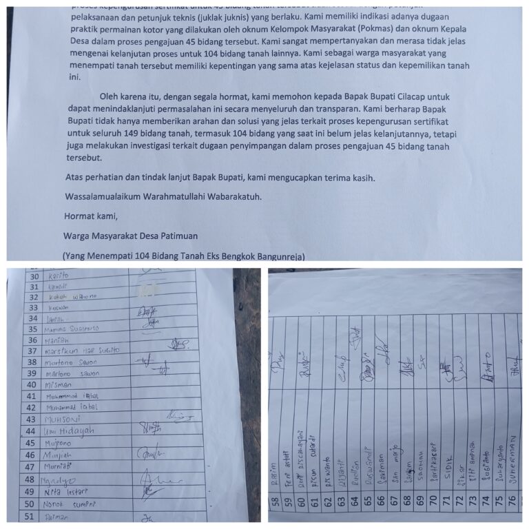 BUPATI CILACAP DIDESAK BERTINDAK! Warga Patimuan Protes Proses Sertifikasi Tanah yang Janggal!