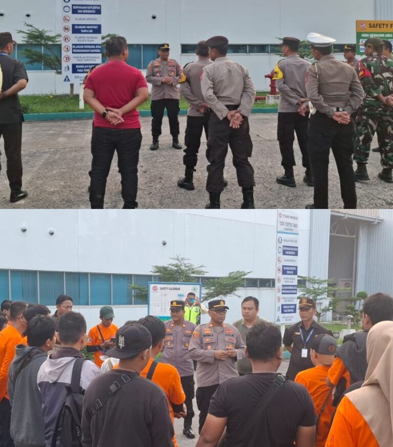 Kapolsek Serang Baru Pimpin Apel Persiapan Pengamanan dan Monitoring Keberangkatan Massa Buruh Menuju Monas Dalam Rangka Perayaan Mayday