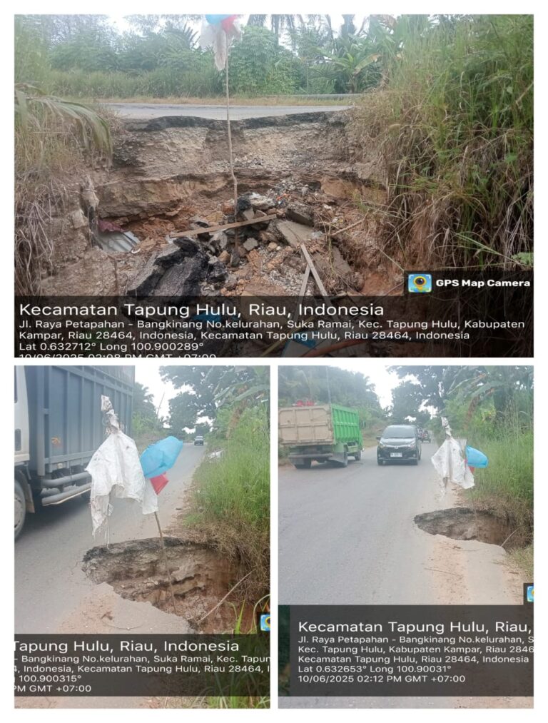 Dinas PUPR Provinsi Riau Diduga Lalai,pJalan Penghubung Dua Kabupaten Berpotensi Putus