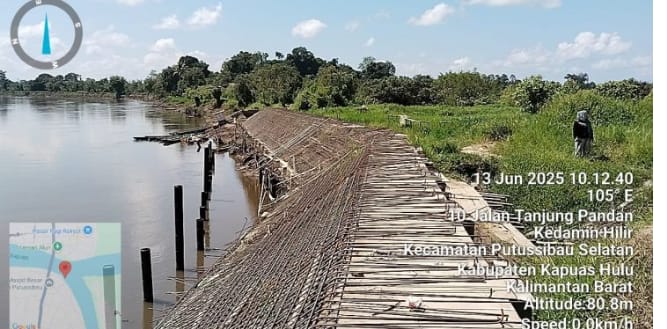 Bangunan Perkuatan Tebing Diduga Gagal Konstruksi,  BWSK I Kalbar Terkesan Bungkam Saat Dikonfirmasi