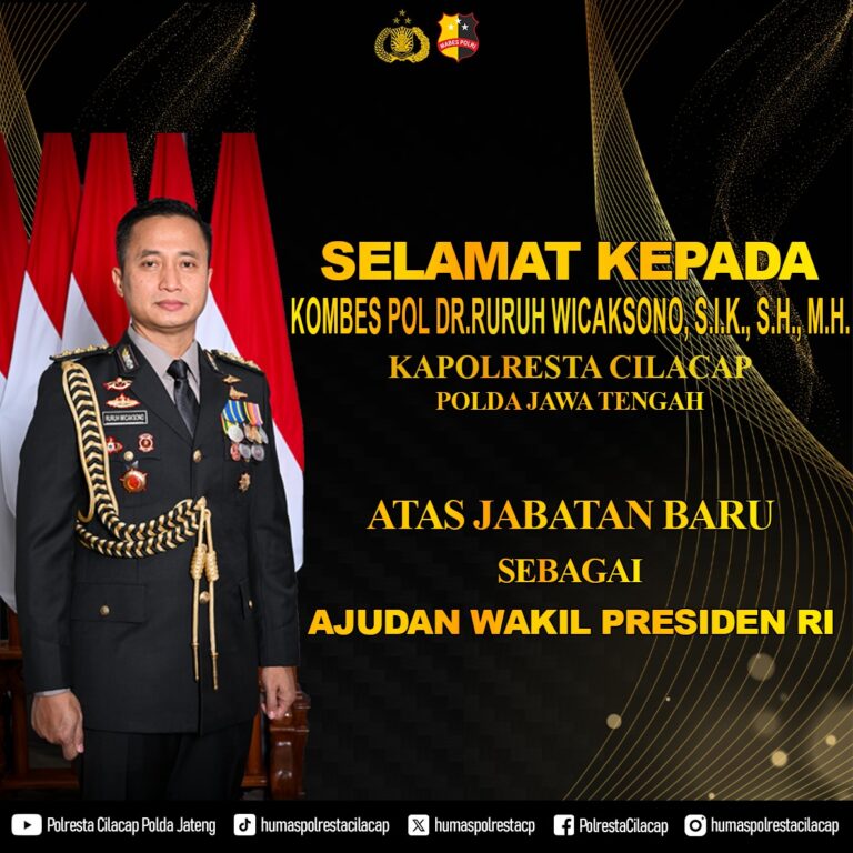 Kapolresta Cilacap Resmi Mengemban Amanah Sebagai Ajudan Wakil Presiden RI.