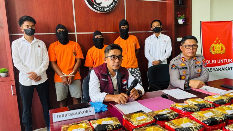 Polda Sulteng Gagalkan Penyelundupan Sabu 30 Kilogram, Tiga Kurir Lintas Negara Dibekuk