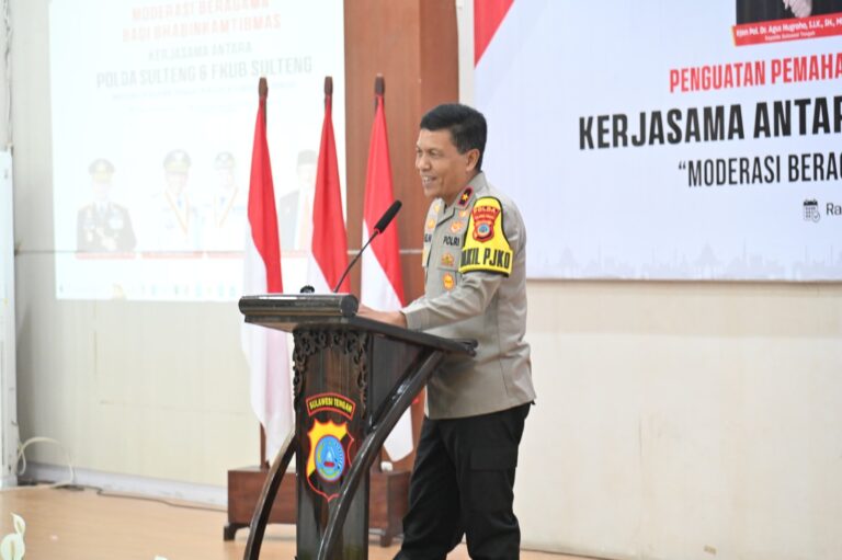 Wakapolda Sulteng Membuka Sosialisasi Penguatan Pemahaman Moderasi Bergama Bagi Bhabinkamtibmas