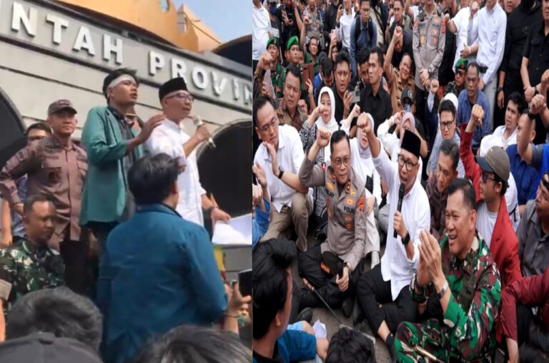 LIN Lampung : Gubernur, Pangdam, dan Kapolda Lampung Duduk Lesehan Bersama Massa Aksi
