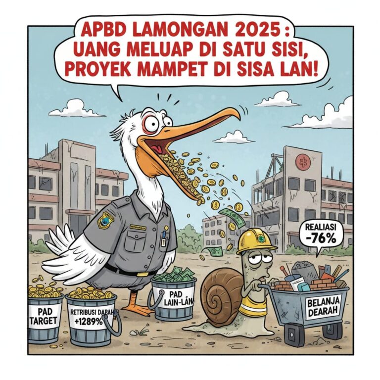 APBD Lamongan 2025: Realisasi Retribusi Melonjak 1.289%, Namun Ratusan Miliar Belanja Publik Mandek di Tengah Isu Perencanaan Anggaran Buruk