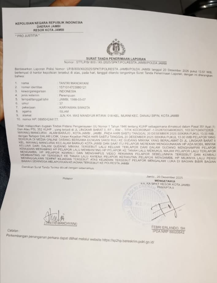 DARURAT PERLINDUNGAN PERS “Brutalisme Mafia BBM Jambi: Wartawati Dicekik, Kemerdekaan Pers Mati di Tangan Premanisme