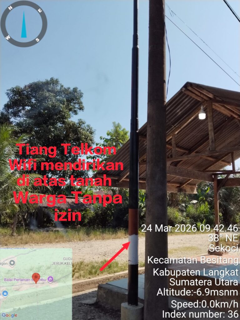 DIDUGA LANGGAR HUKUM! Pemasangan Tiang Besi Mirip Telkom di Tanah Warga Tanpa Izin Picu Kemarahan